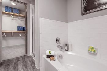 Bathroom with white tub